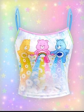 Kawaii Rainbow Care Bears Tank Top - Pastel Rainbow Print